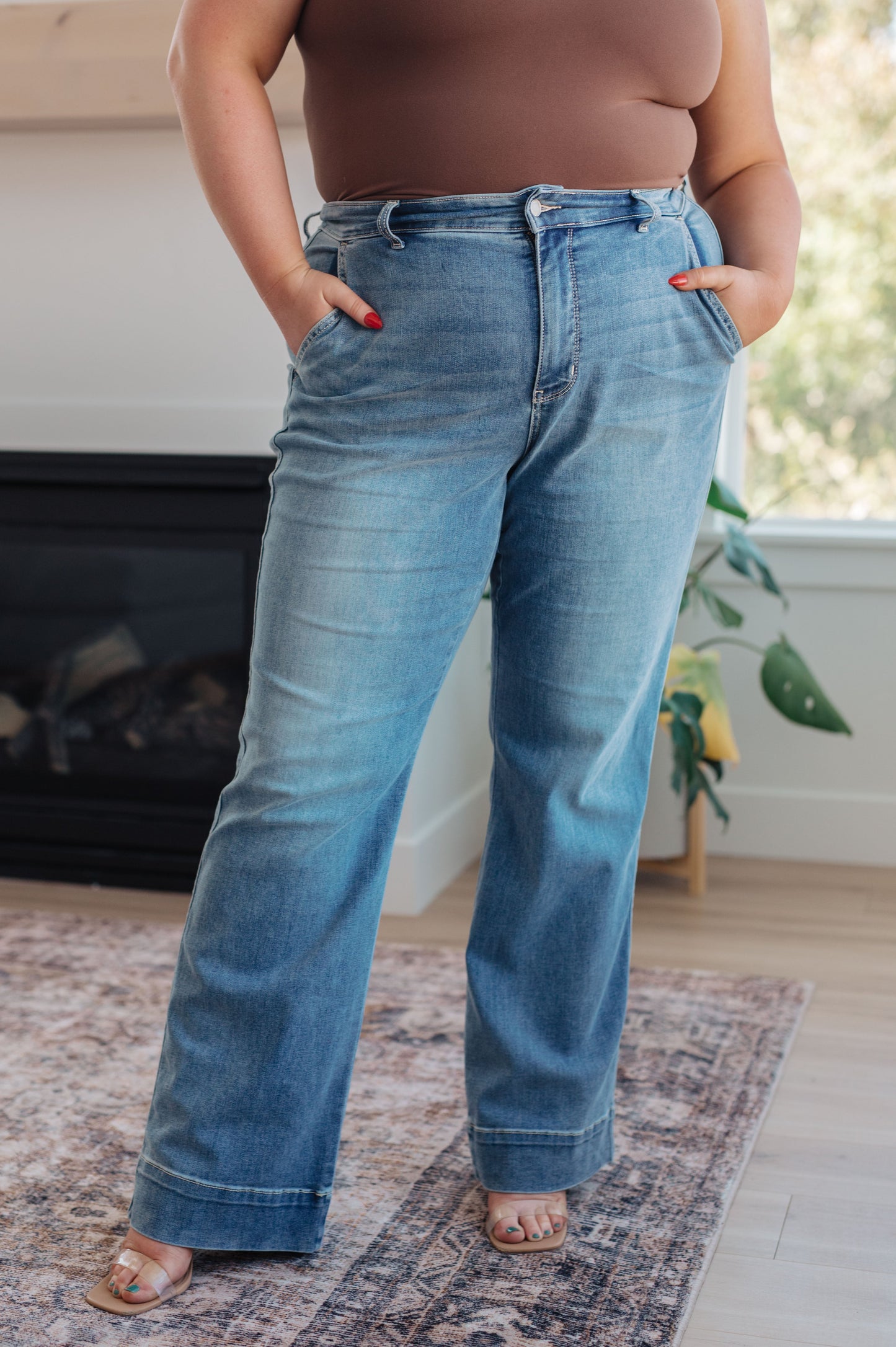 Mindy Mid Rise Wide Leg Jeans