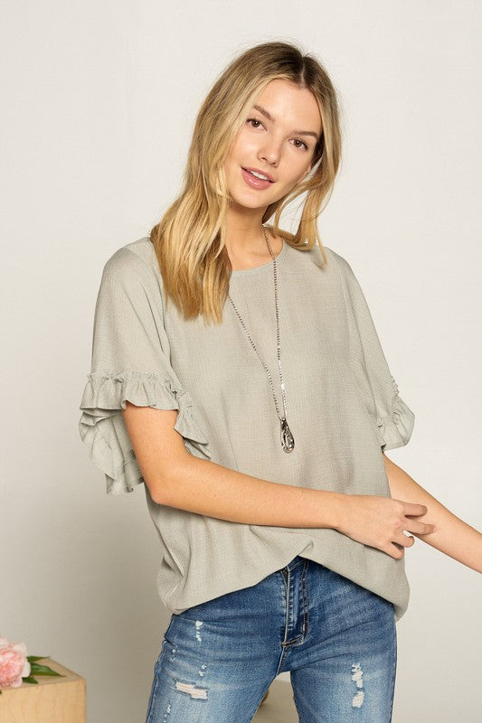 Ruffle Wide Sleeve Blouse