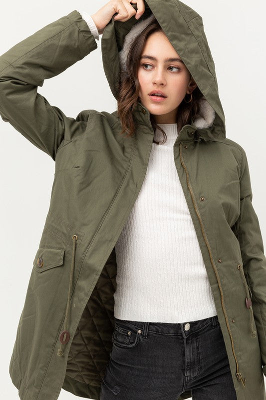 Olive Fur Hood Jacket