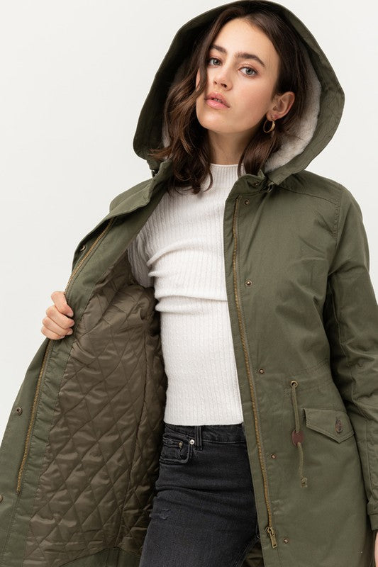 Olive Fur Hood Jacket