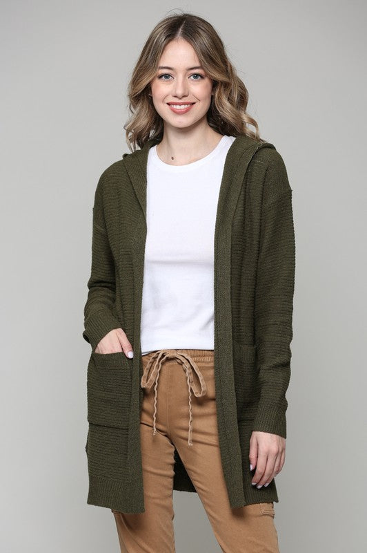 Olive Hooded Cardigan