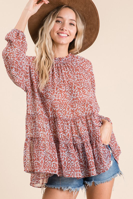 Floral Babydoll Top- T1060