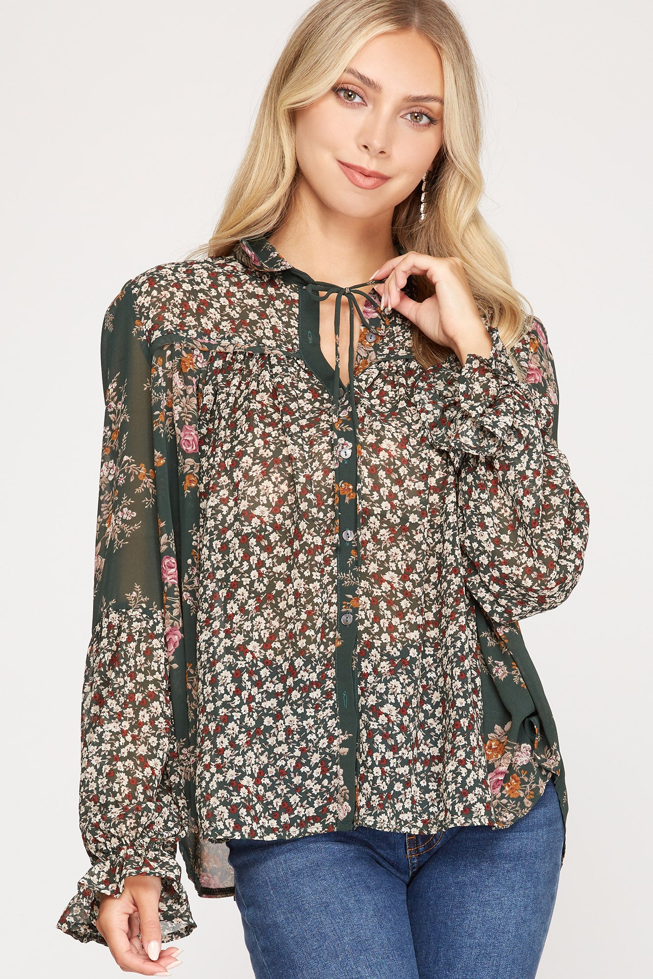 Emerald Floral Blouse