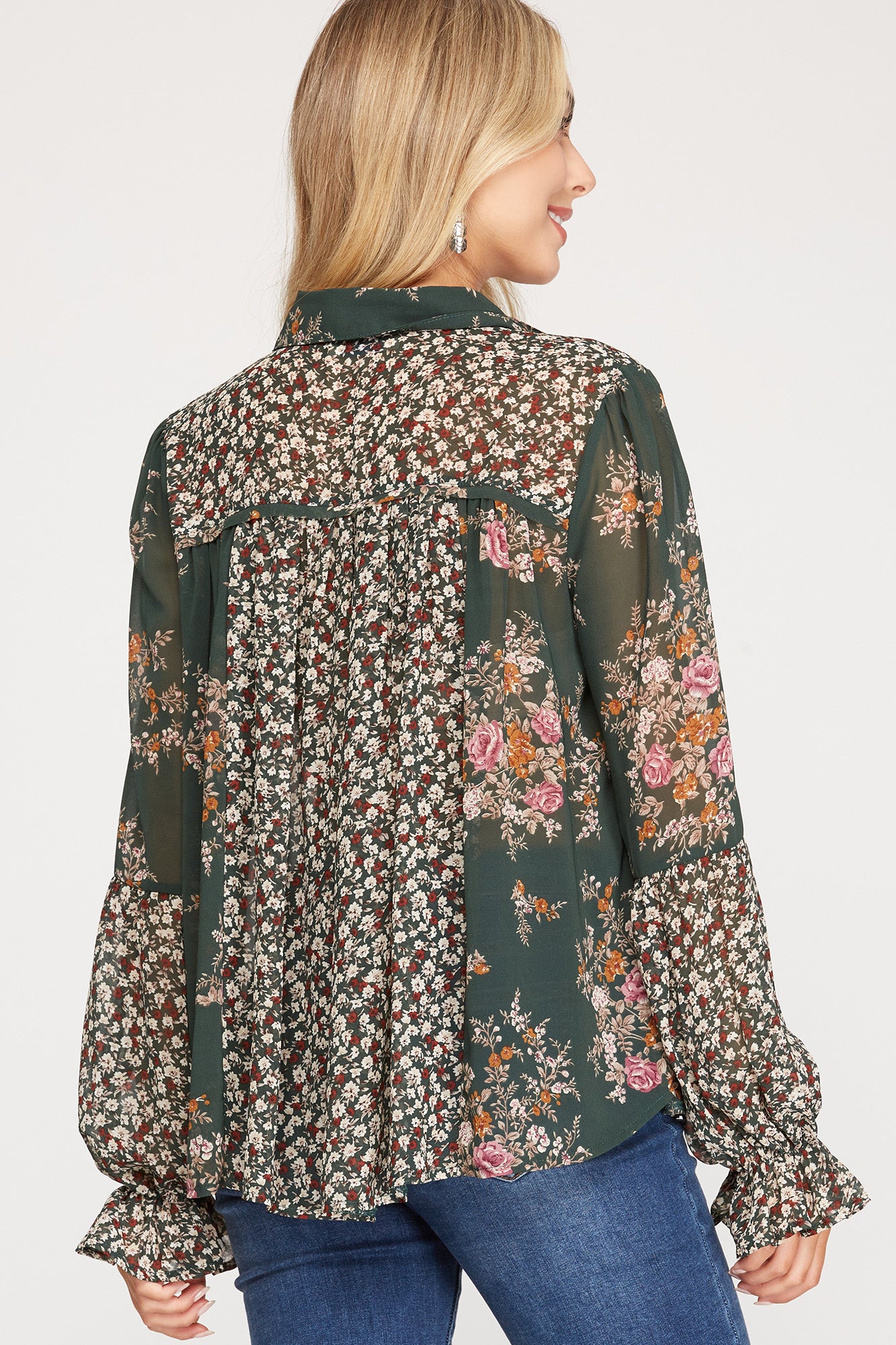 Emerald Floral Blouse