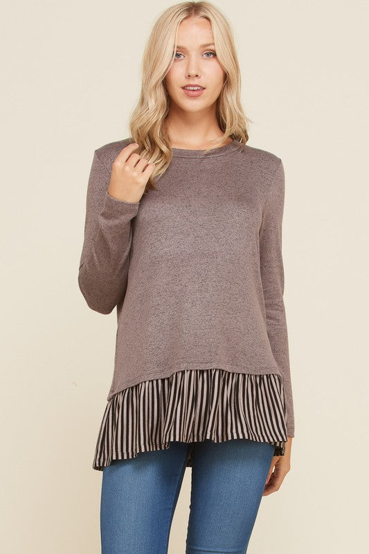 Mocha Stripe Bottom Top - T1038