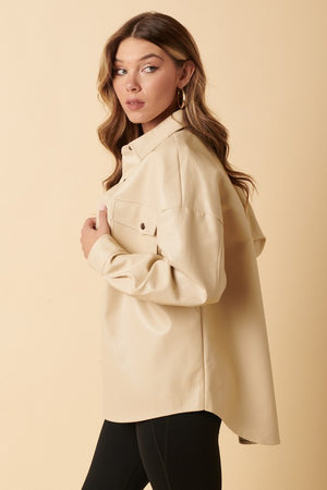 Tan Leather Shacket