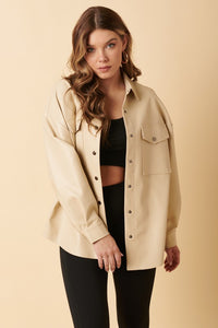Tan Leather Shacket