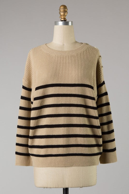 Tan Stripe Sweater - T924