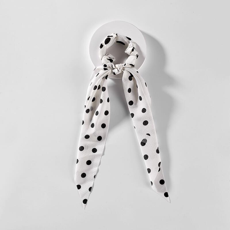 White/Black Polka Dot Hair Scarf