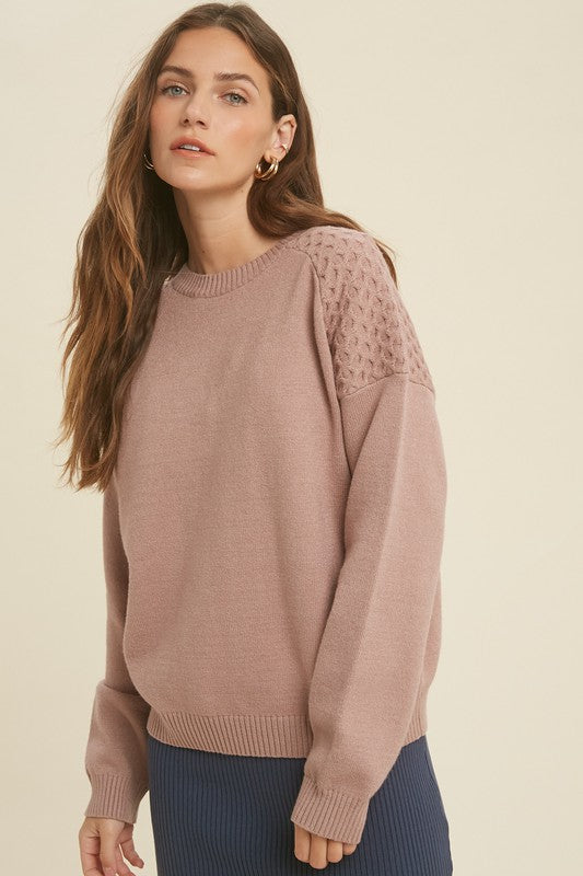 Mauve Texture Shoulder Sweater