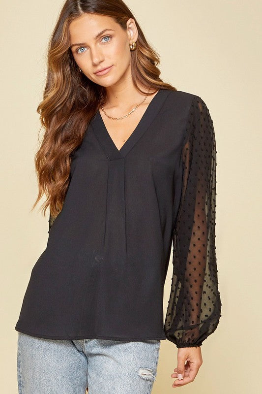 Dot Sleeve Blouse