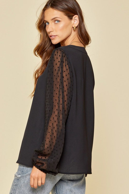 Dot Sleeve Blouse