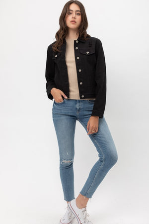 Cropped Denim Jacket (Black)