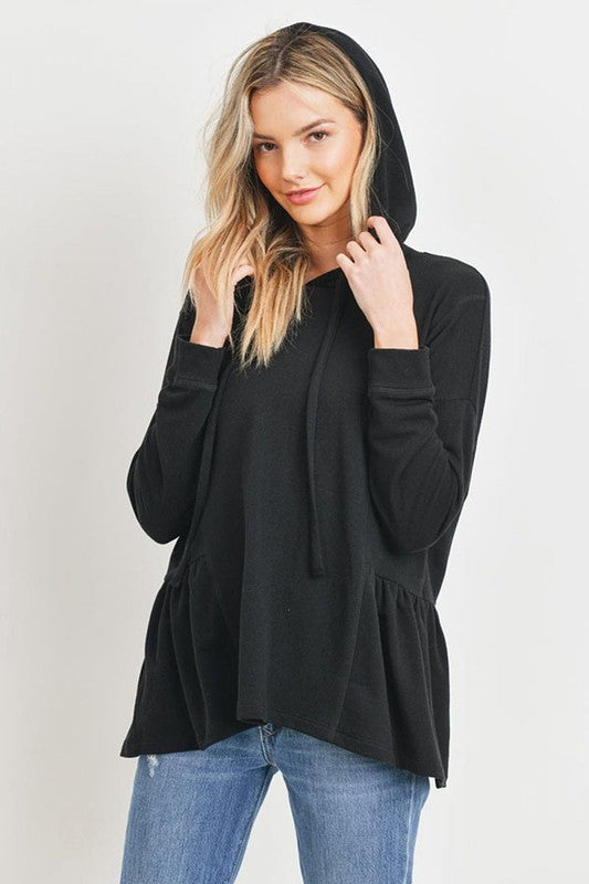 Black Peplum Hoodie