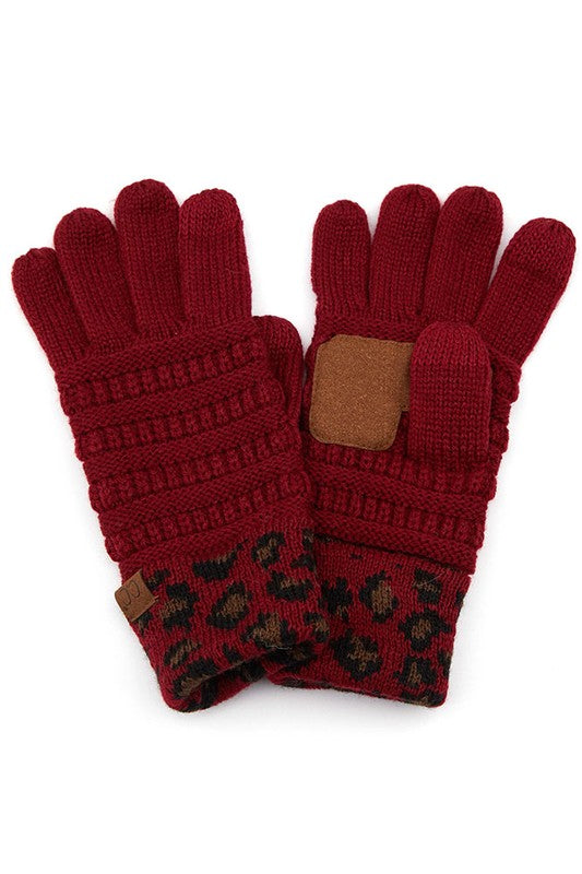 C.C Burgundy Leopard Gloves