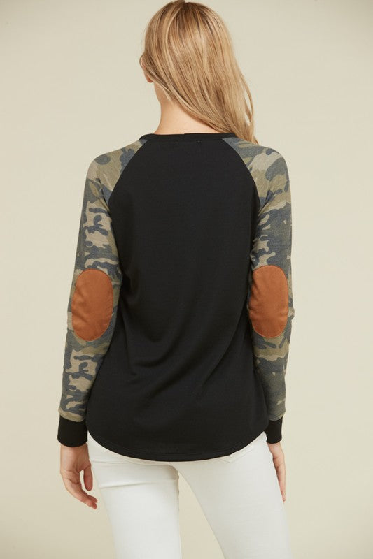 Camo Sleeve Top- T1037