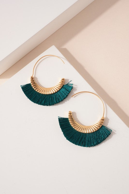 Teal Tassel Earrings