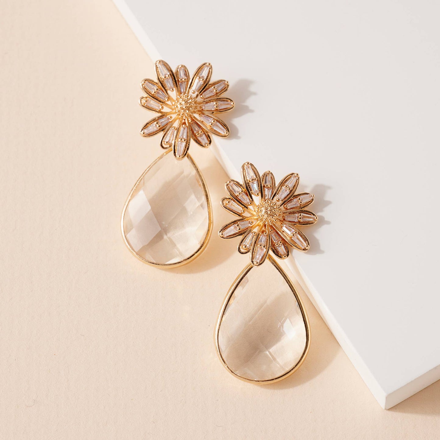 Floral Glass Stone Earrings
