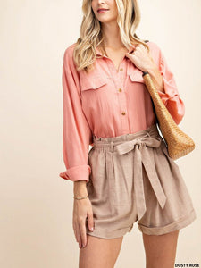 Dusty Rose Button Up