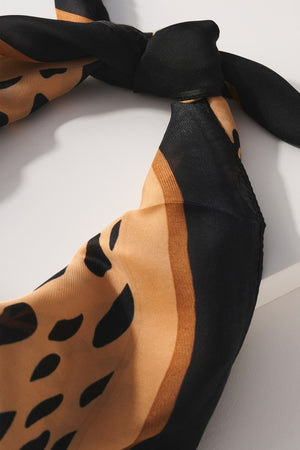 Leopard Silk Bandana Scarf (Gold)