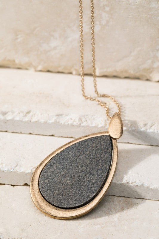 Grey Teardrop Necklace