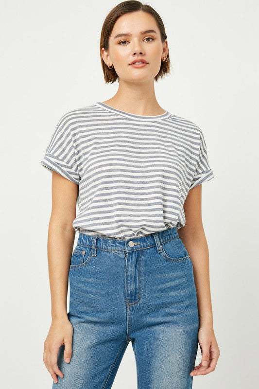 Drop Shoulder Stripe Top