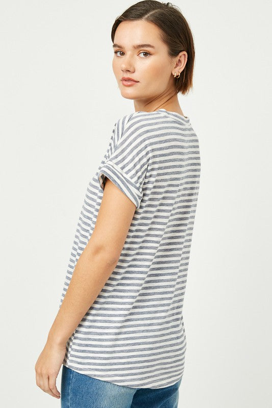 Drop Shoulder Stripe Top