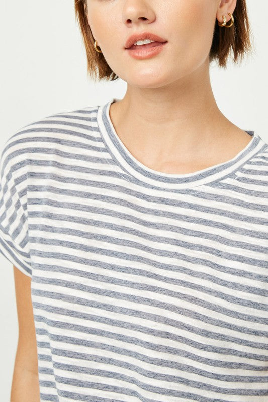 Drop Shoulder Stripe Top