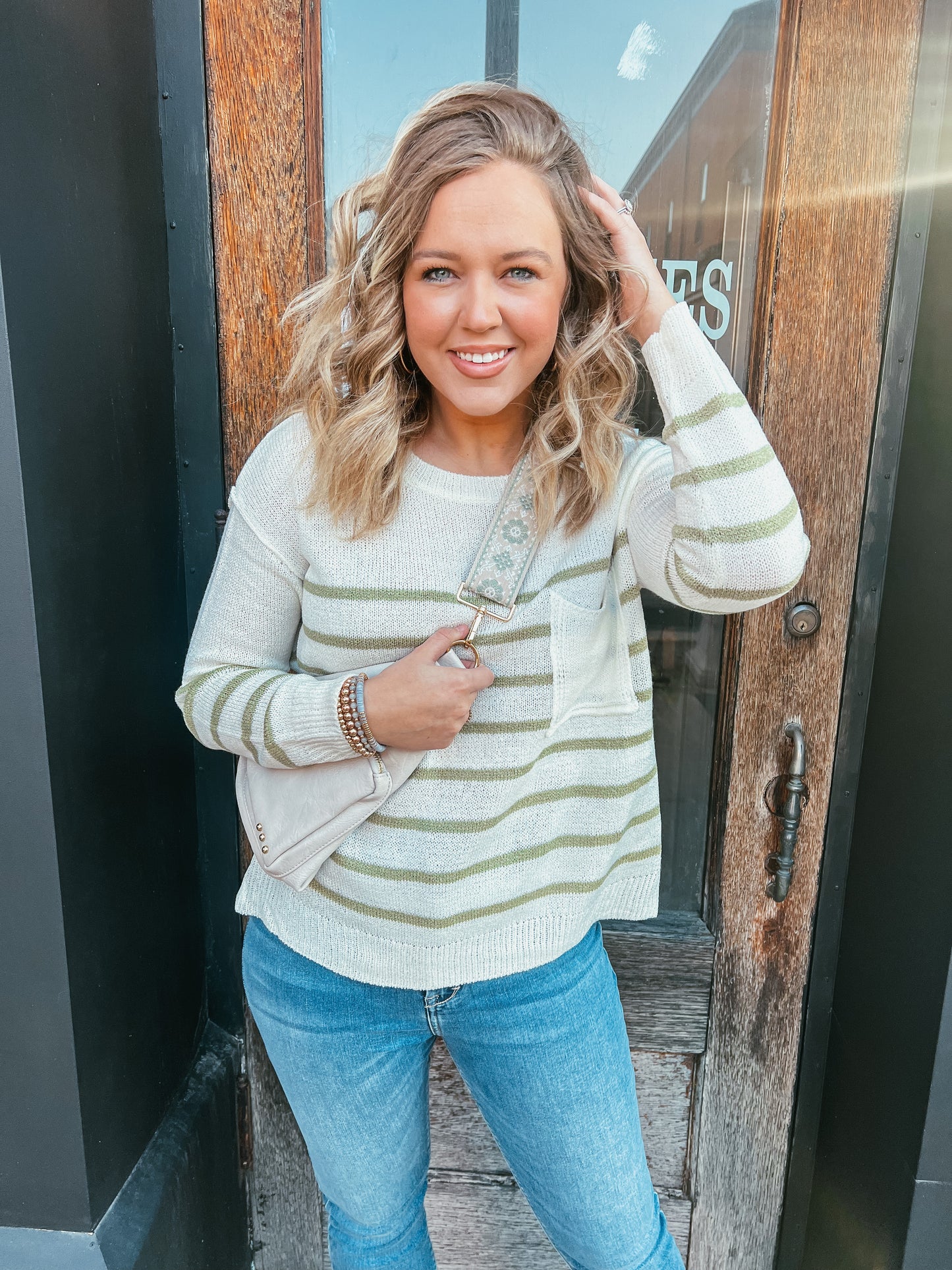 Sage Pencil Stripe Sweater