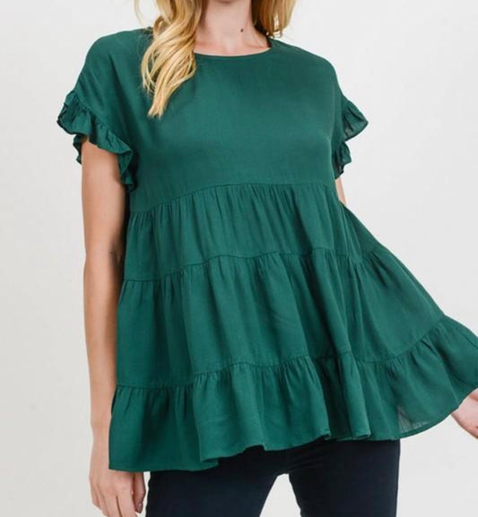 Hunter Green Tiered Top