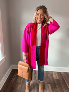 Red Mix Stripe Cardigan
