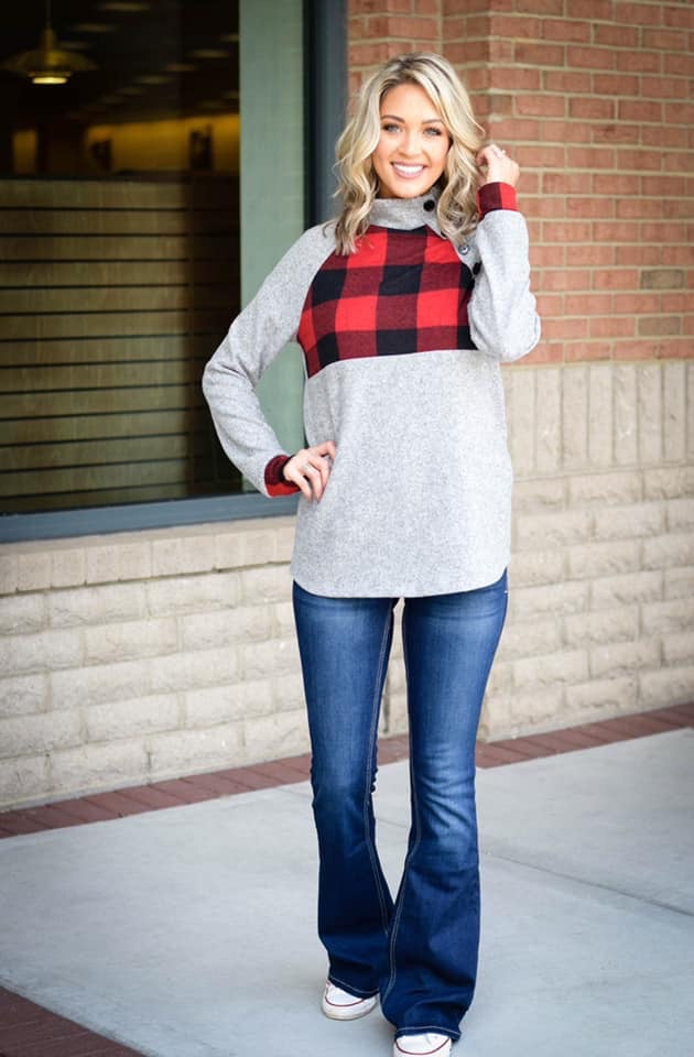 Buffalo Plaid Pullover- T914