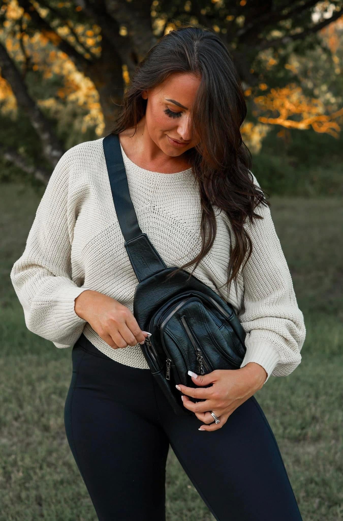 Carina Sling Bag (Black Leather)