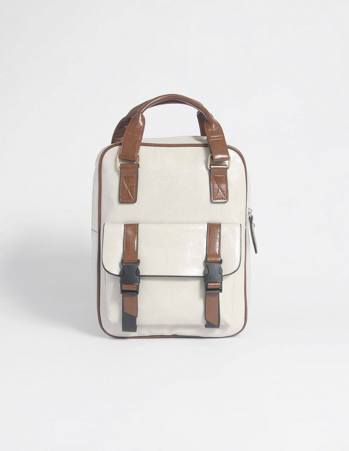 Stacked Faux-Leather Backpack