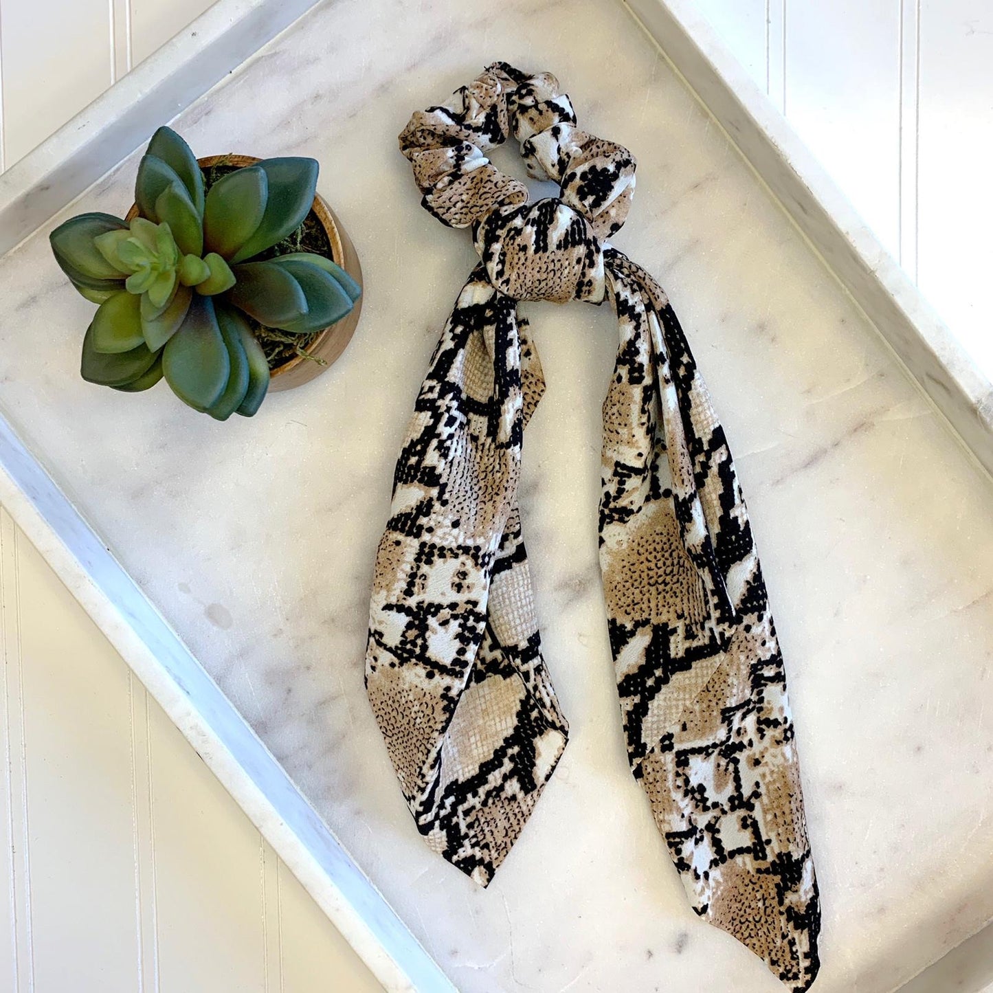 Tan Snake Skin Hair Scarf