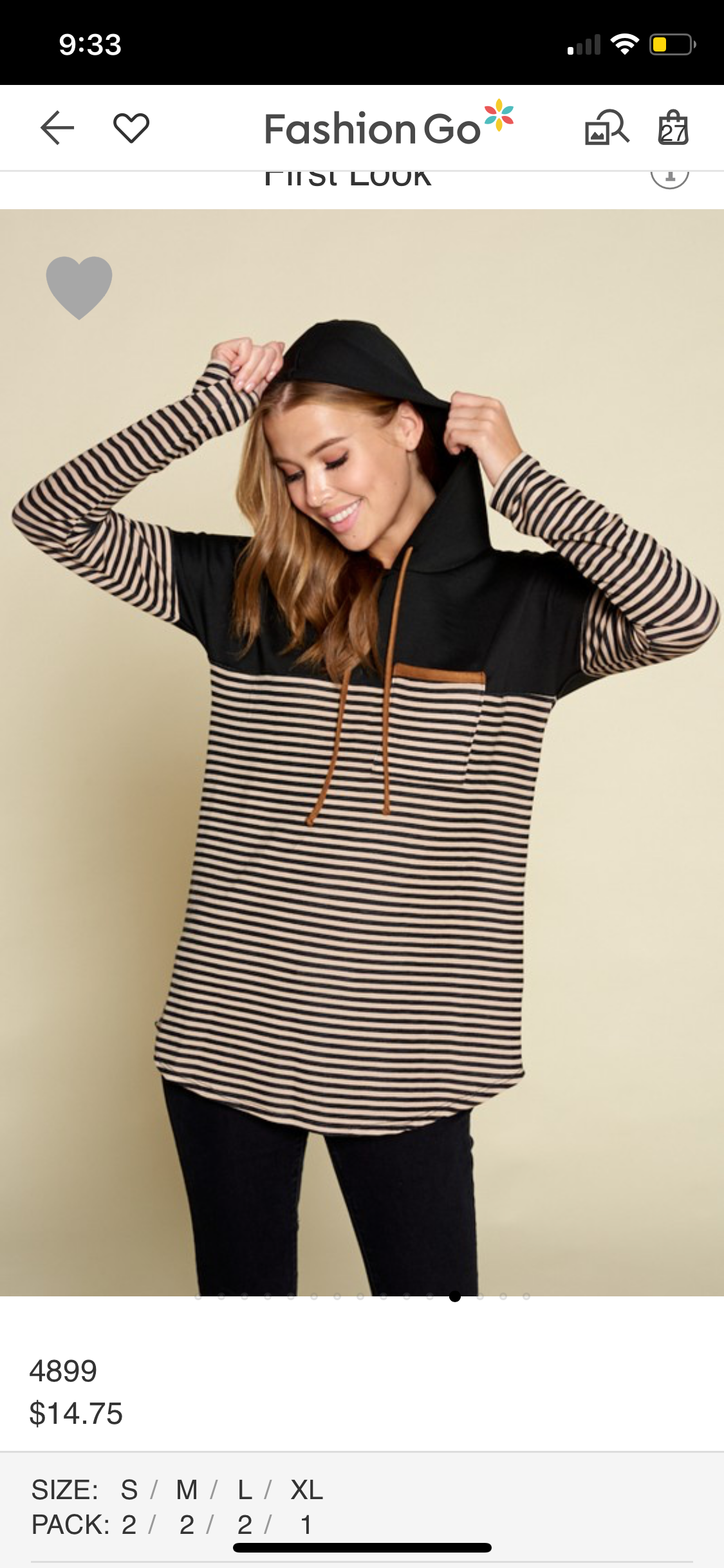 Taupe/Black Stripe Hoodie Top - T1053