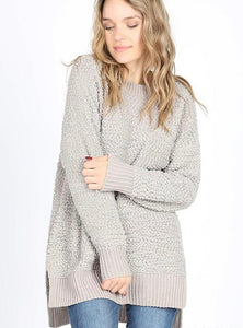 Light Grey Popcorn Sweater - T828
