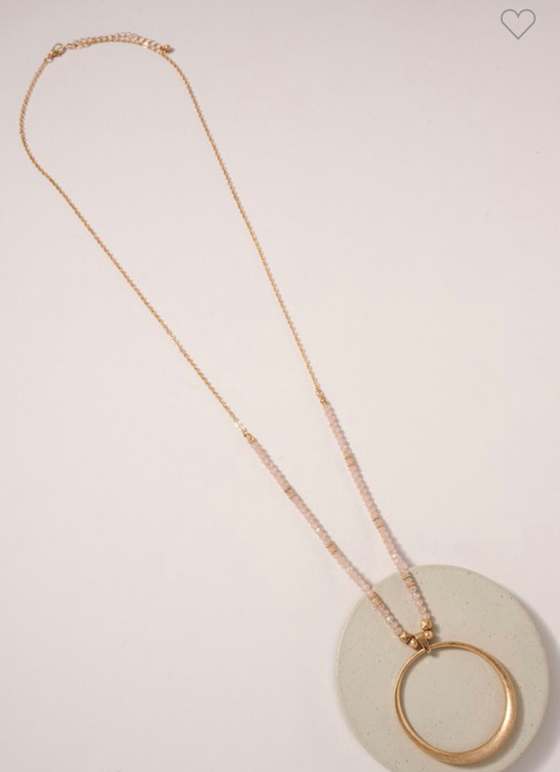 Glass Bead Pendant Necklace (Lt Pink)