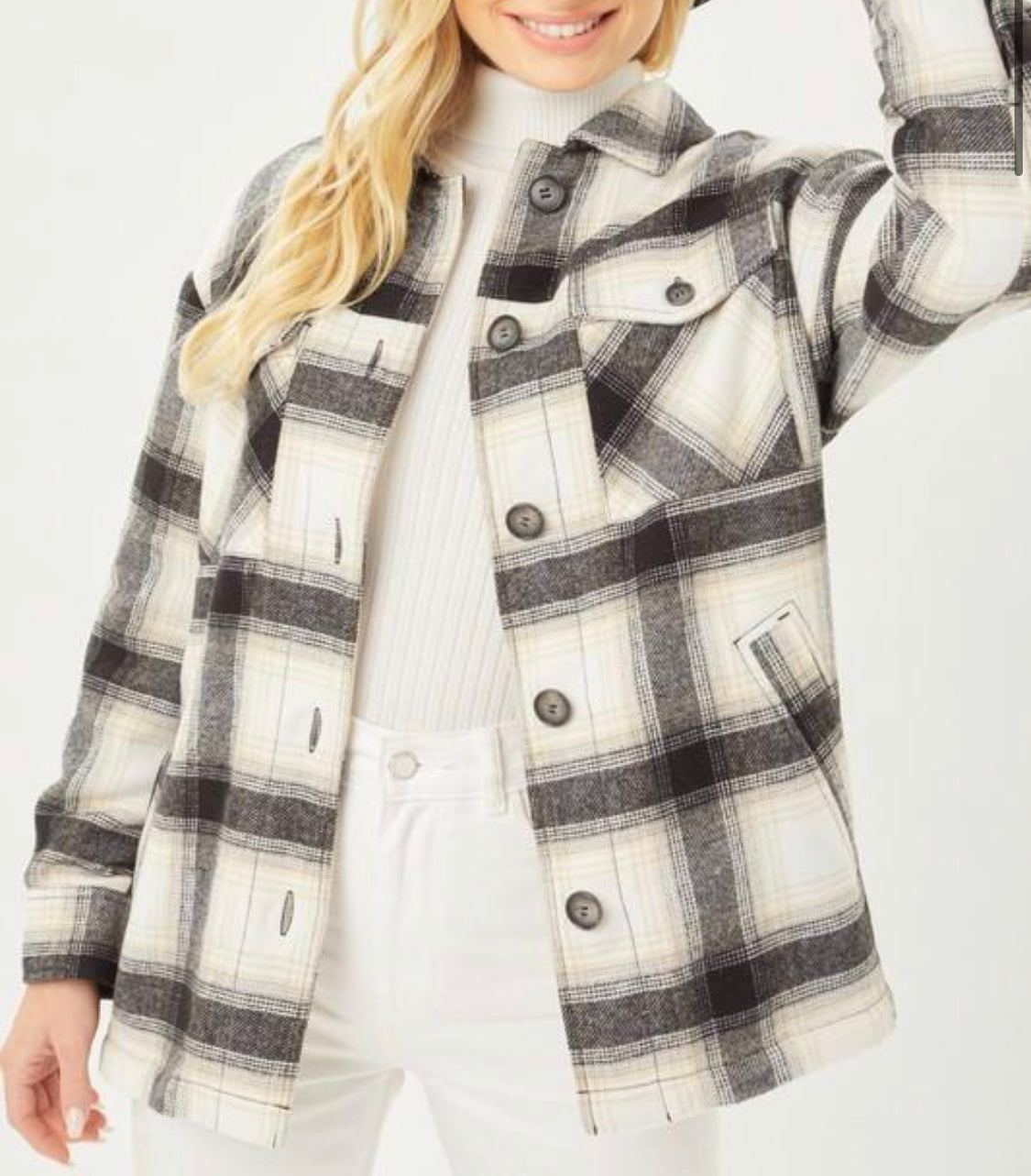 Black Plaid Woven Jacket