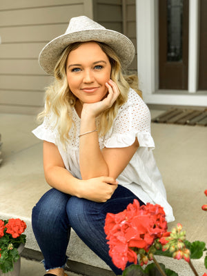 White eyelet top
