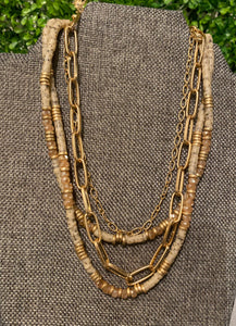 Tan Bead Layered Necklace