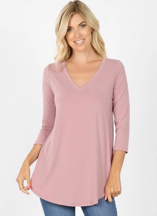 Light Rose V-neck Tee