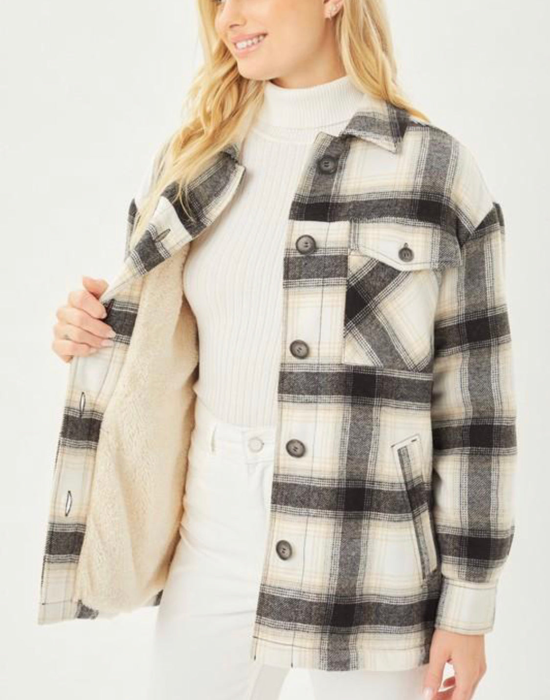 Black Plaid Woven Jacket