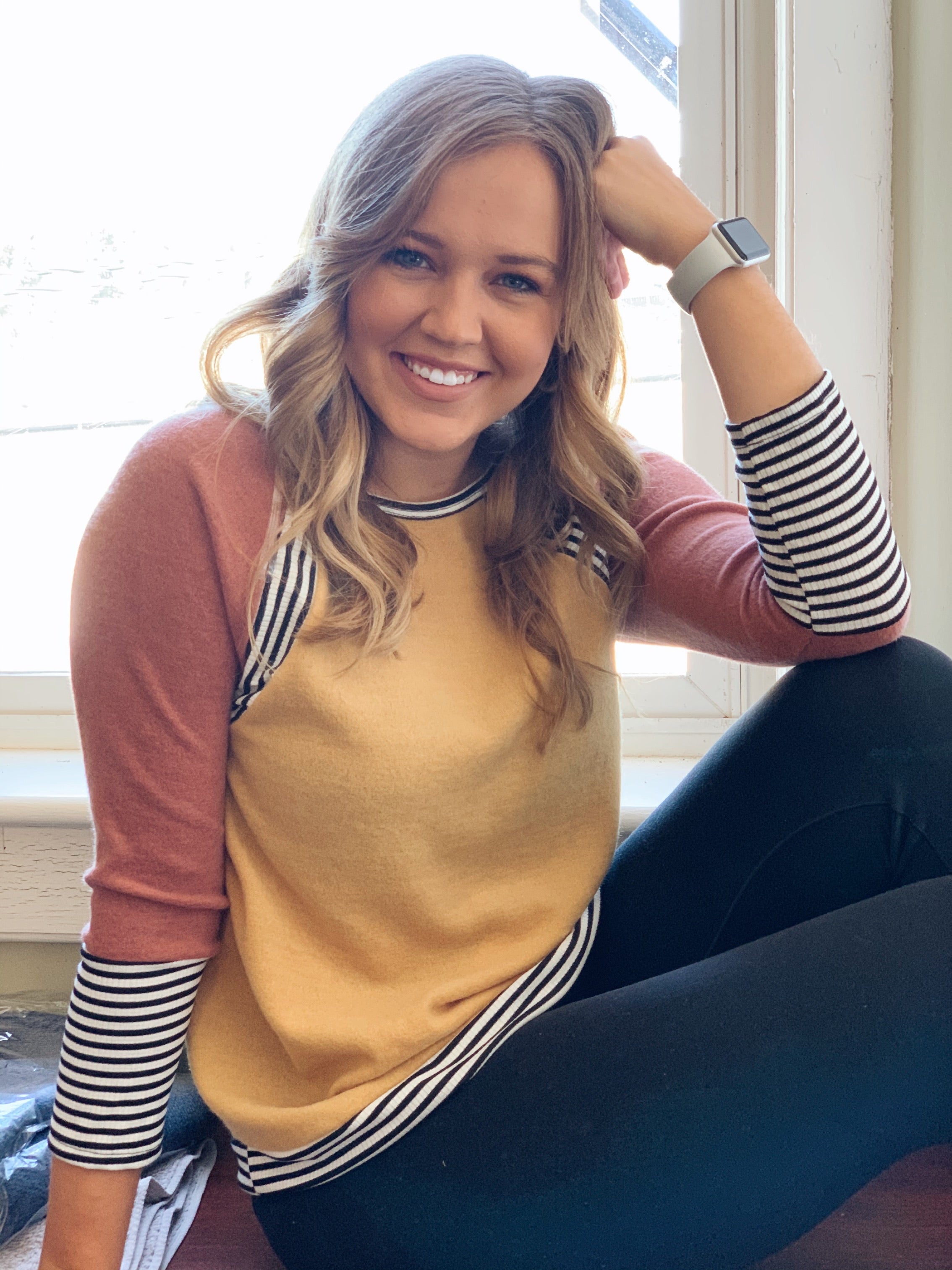 Fall Color Block Stripe Sweater