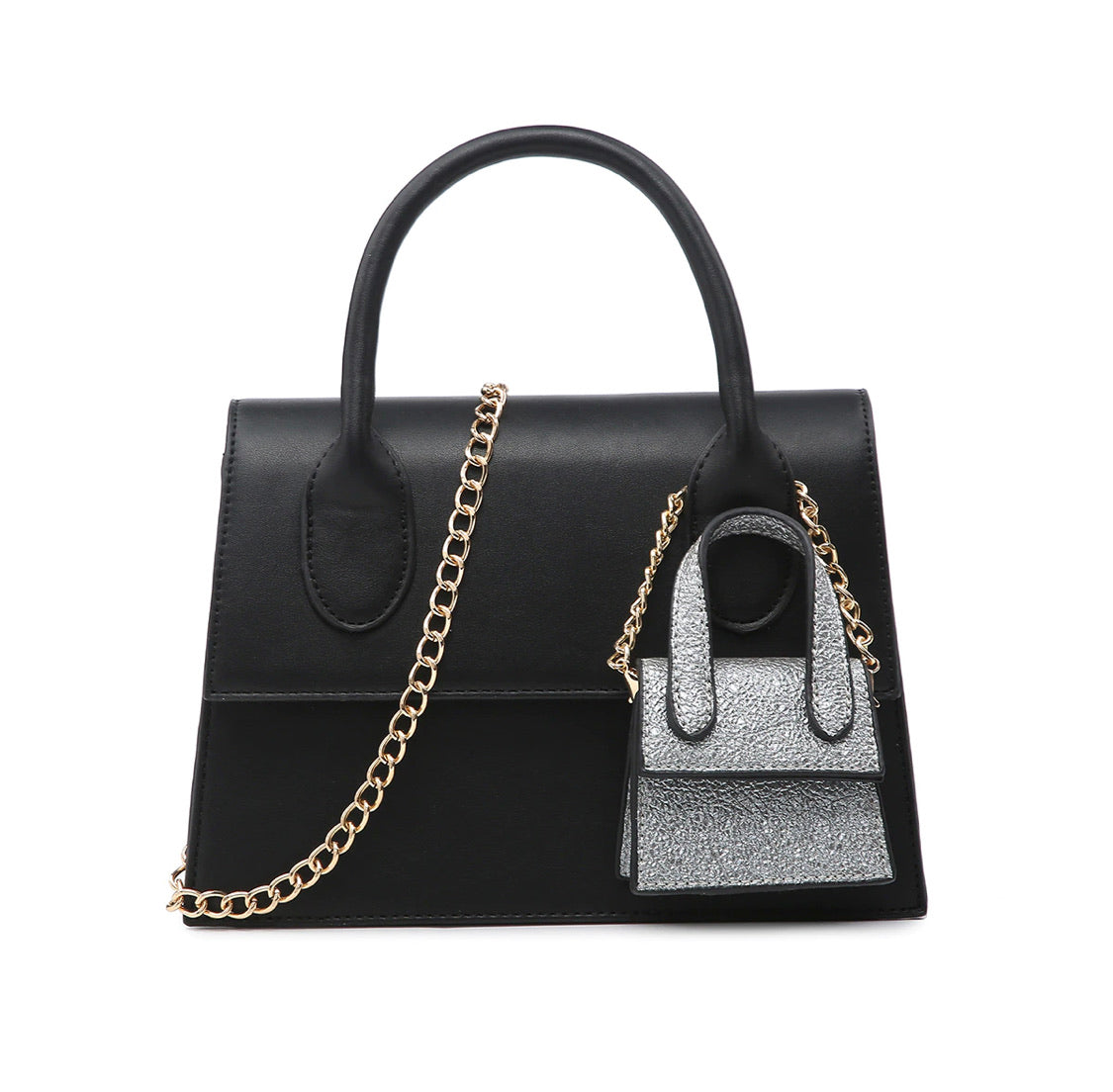 Black Crossbody Bag with Mini Purse