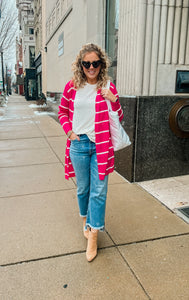 Hot Pink Stripe Cardigan