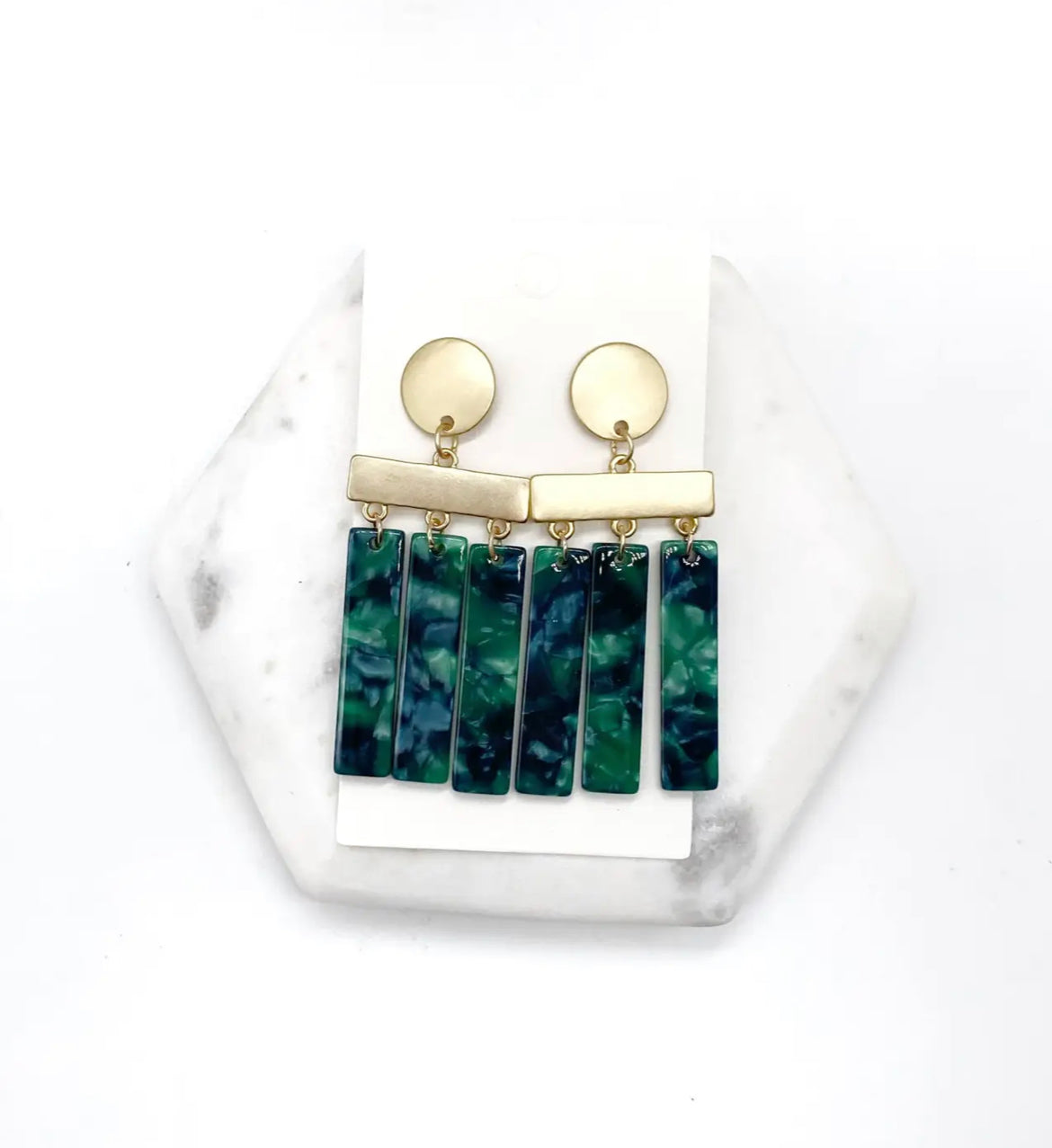 Green Gold Chandelier Dangle Earrings