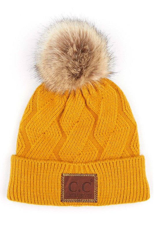 C.C Cable Beanie (Mustard)