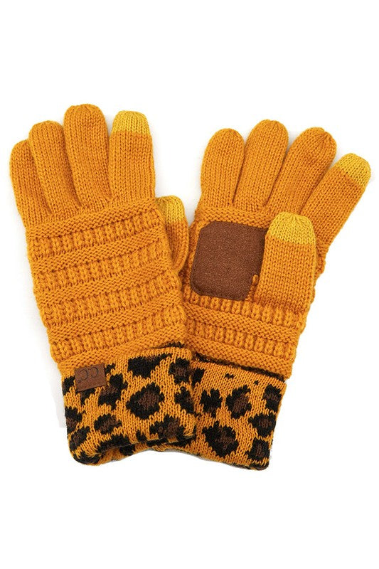 C.C Mustard Leopard Gloves