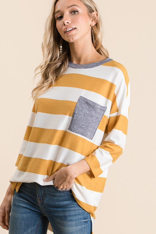 Mustard Stripe Top - T1074